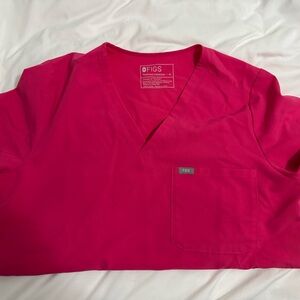 Figs Shocking Pink Catarina One-Pocket Scrub Top